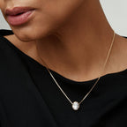 Gold Filled Oval CZ Solitaire Necklace