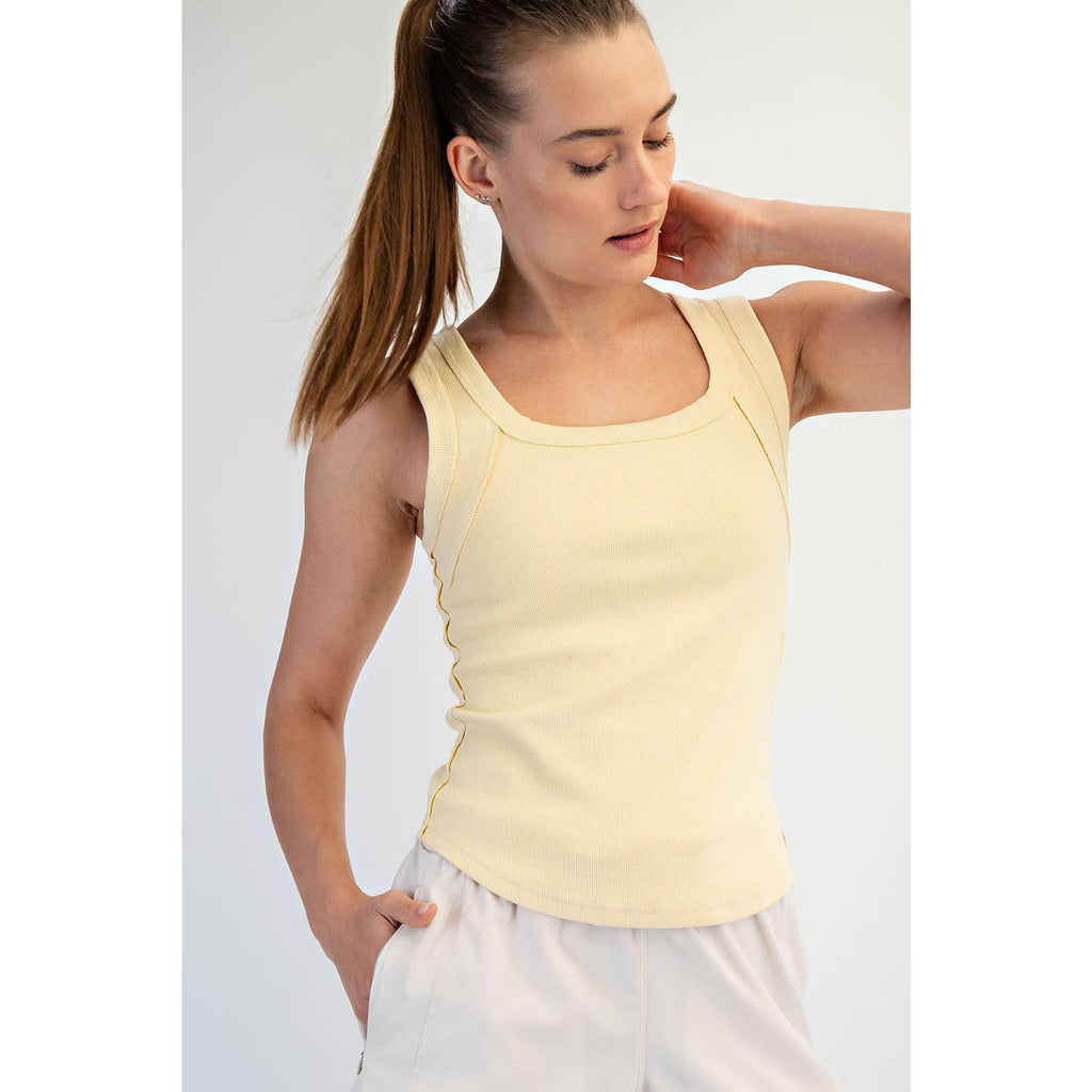 MINERAL WASHED COTTON RIB SLEEVELESS TANK