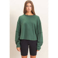 Mineral Wash Oversized Raw Edge Crew Neck Top