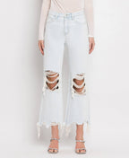 90'S VINTAGE SUPER HIGH RISE CROP FLARE JEANS V2471