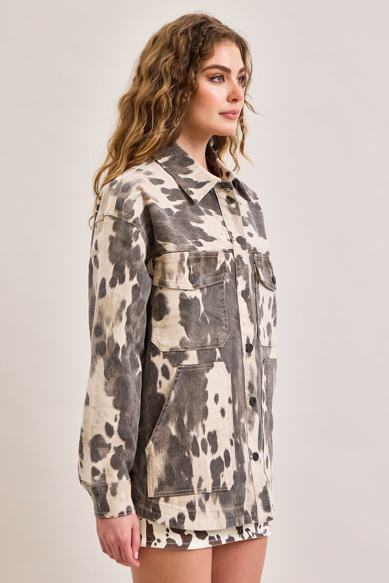 Hidden Cow Print Shacket