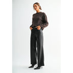 High Rise Wide Leg Faux Leather Pants