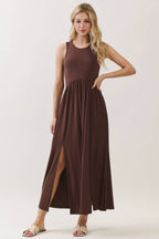 Solid Sleeveless Midi Dress