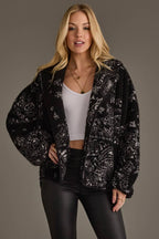 Black & White Paisley Fleece Coatigan