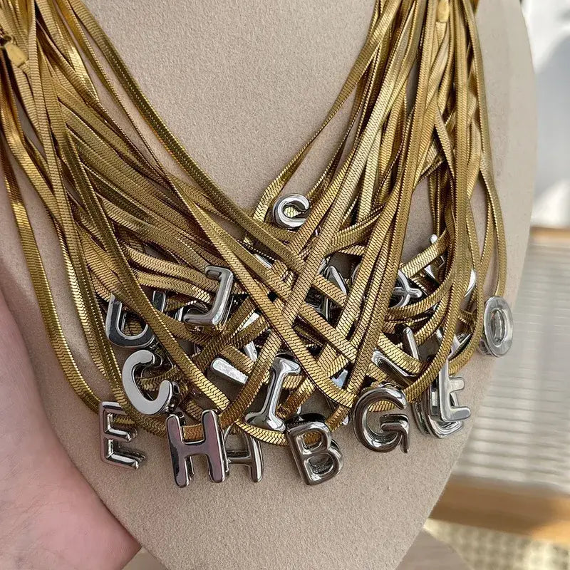Initial Necklace Snake Chain with Initial Pendant Jewelry