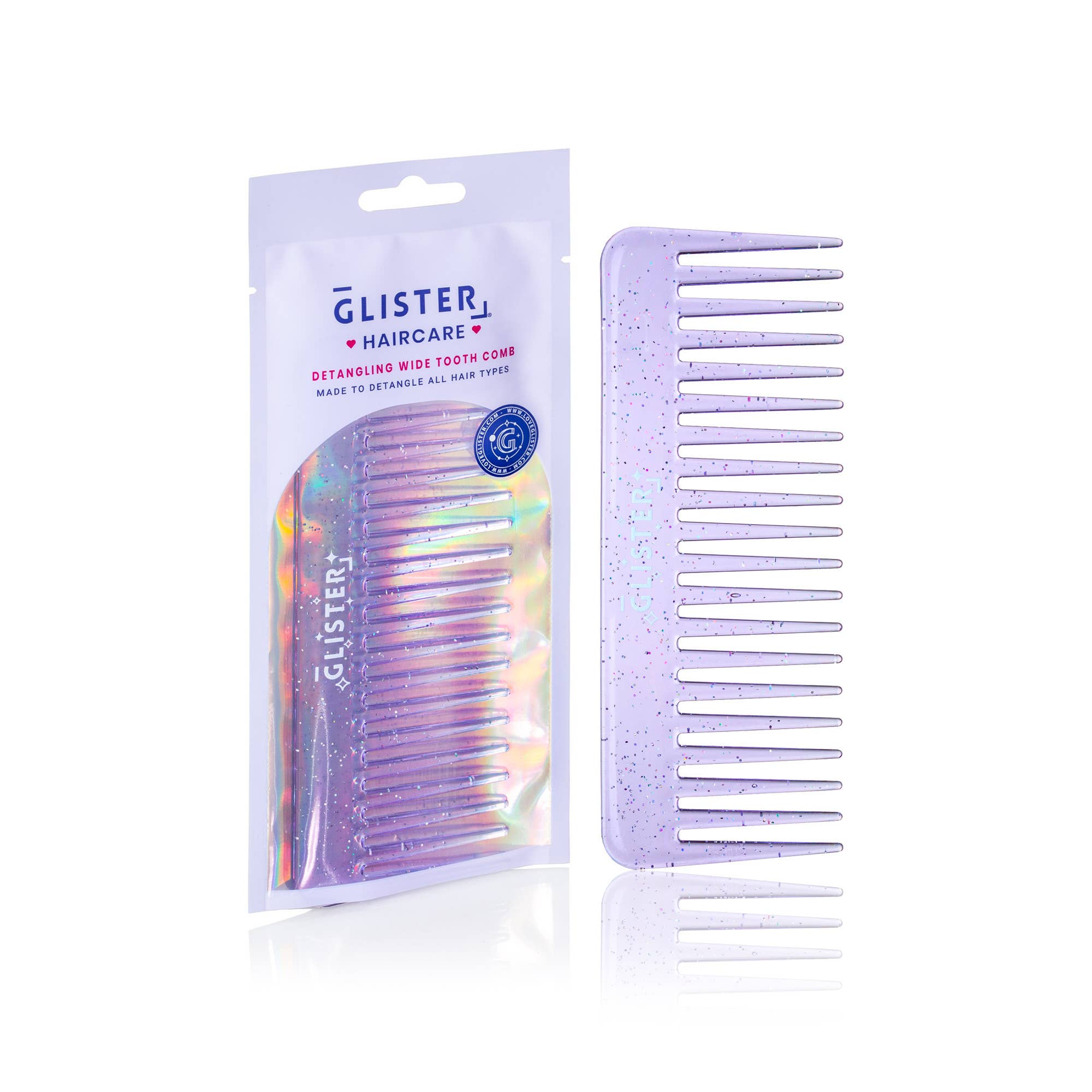"Sparkle" Wide Tooth Detangling Comb | Glitter Finish