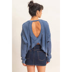 Mineral Wash Waffle Open Back Top