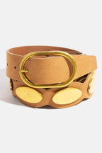 Metallic Oval Accent Suede Belt