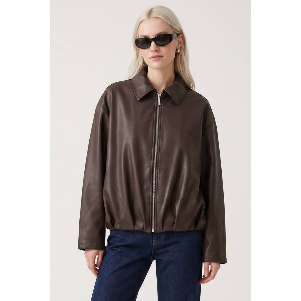 Vegan Leather Bomber Jacket