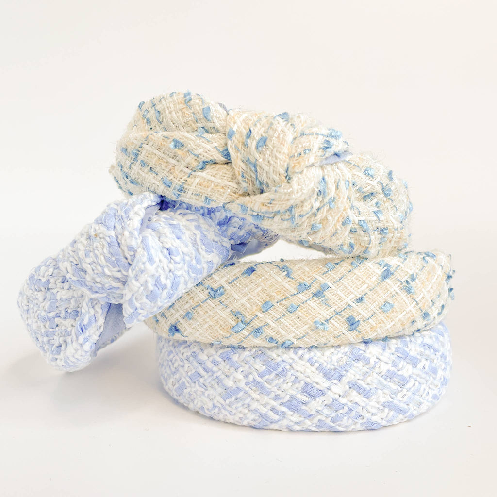 Coastal Blue Tweed Padded Knot Headband