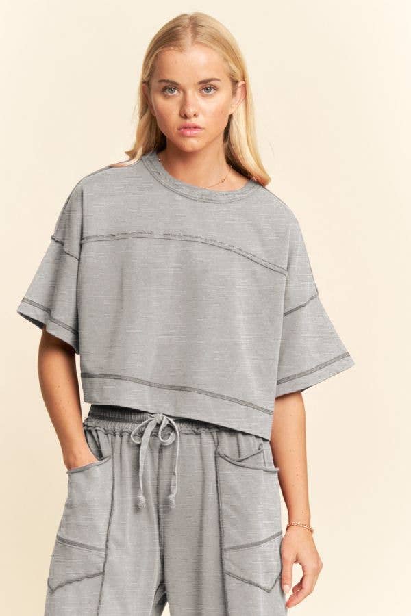 MINERAL WASHED EXPOSED BARREL PANTS SET