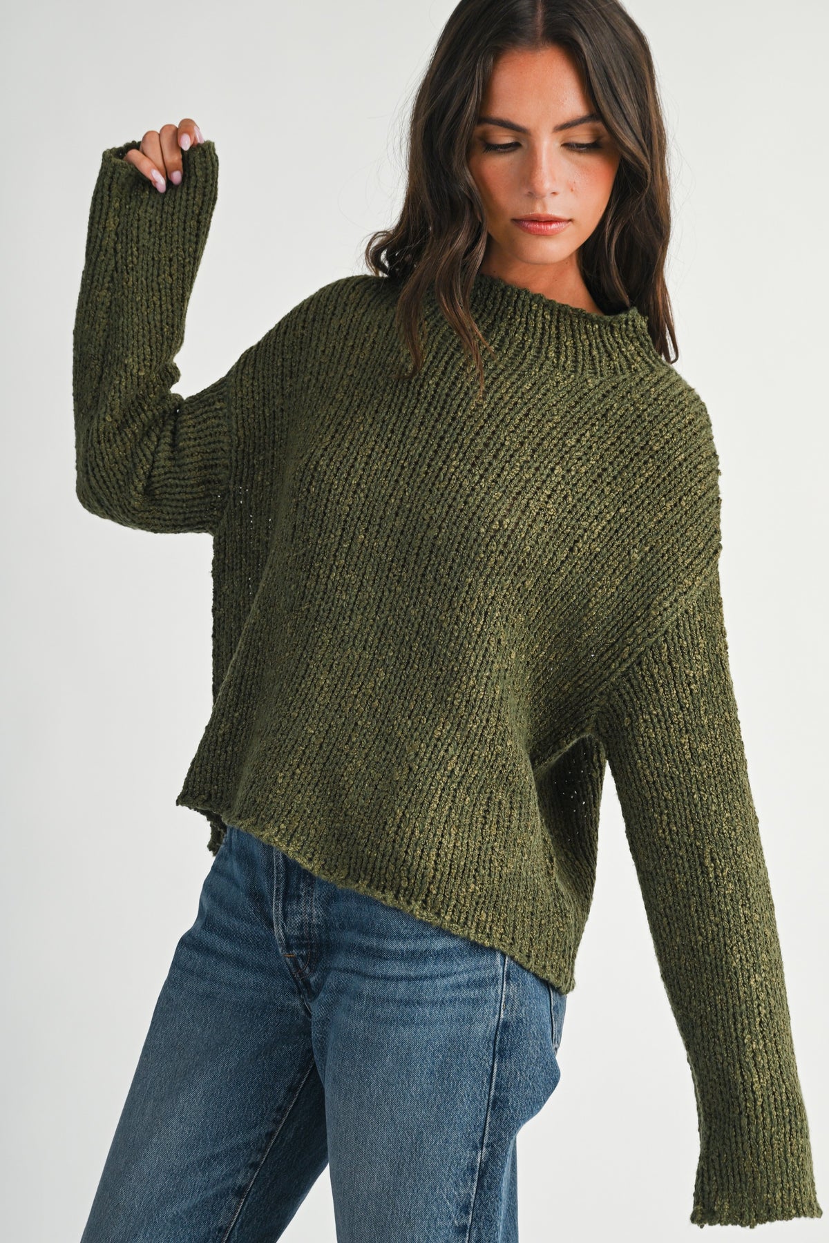 Soft Brushed Mock Neck Sweater