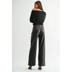 High Rise Wide Leg Faux Leather Pants