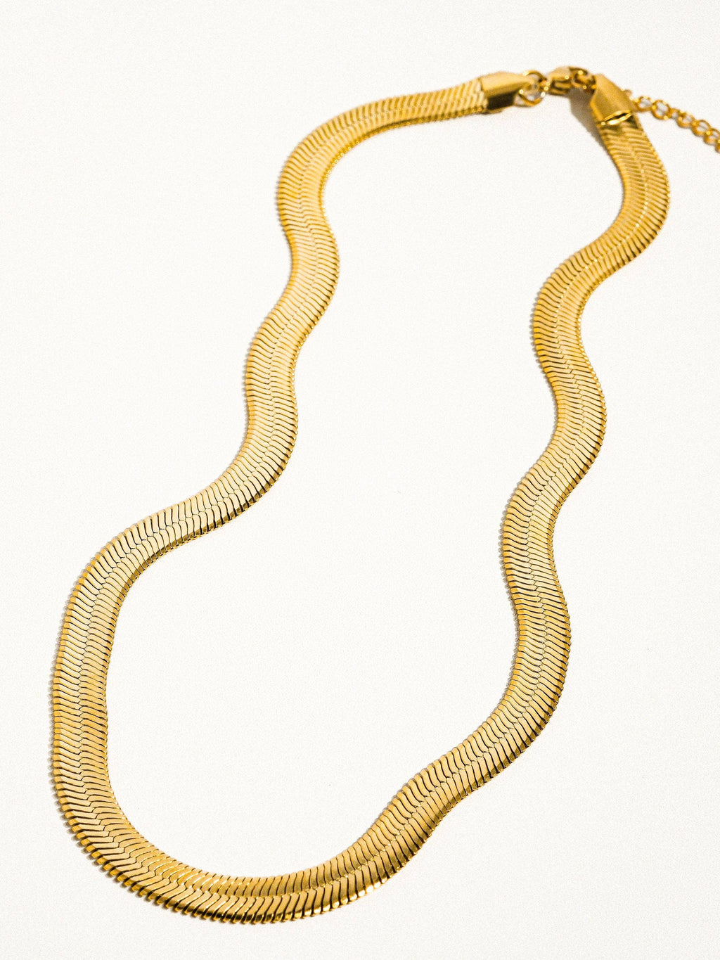 Juliana 18K Gold Non-Tarnish Flat Bold Snake Chain Necklace