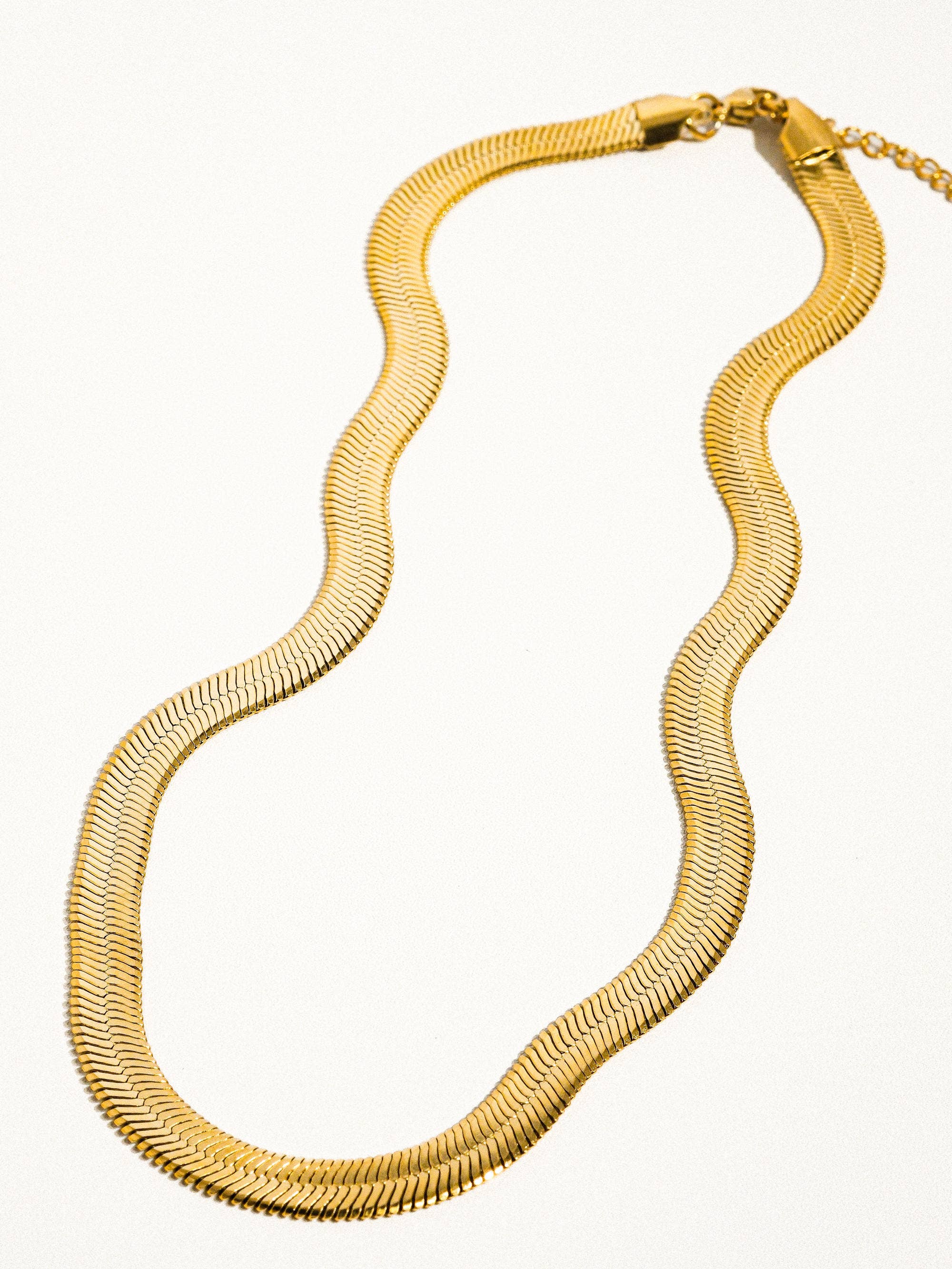Juliana 18K Gold Non-Tarnish Flat Bold Snake Chain Necklace