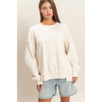 Acid Wash Raw Edge Sweatshirt