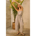 MINERAL WASH CONTRAST STITCH BARREL LEG JUMPSUIT