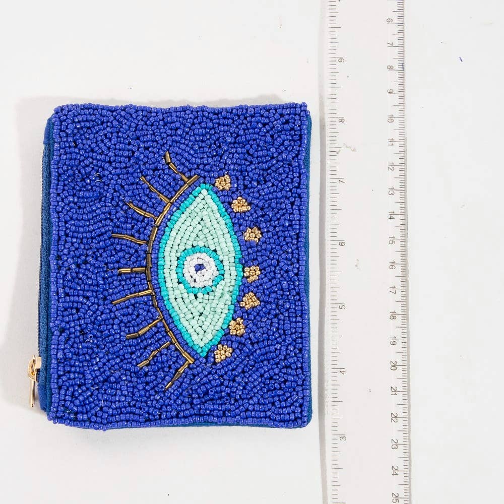 Seed Beaded Evil Eye Coin Purse