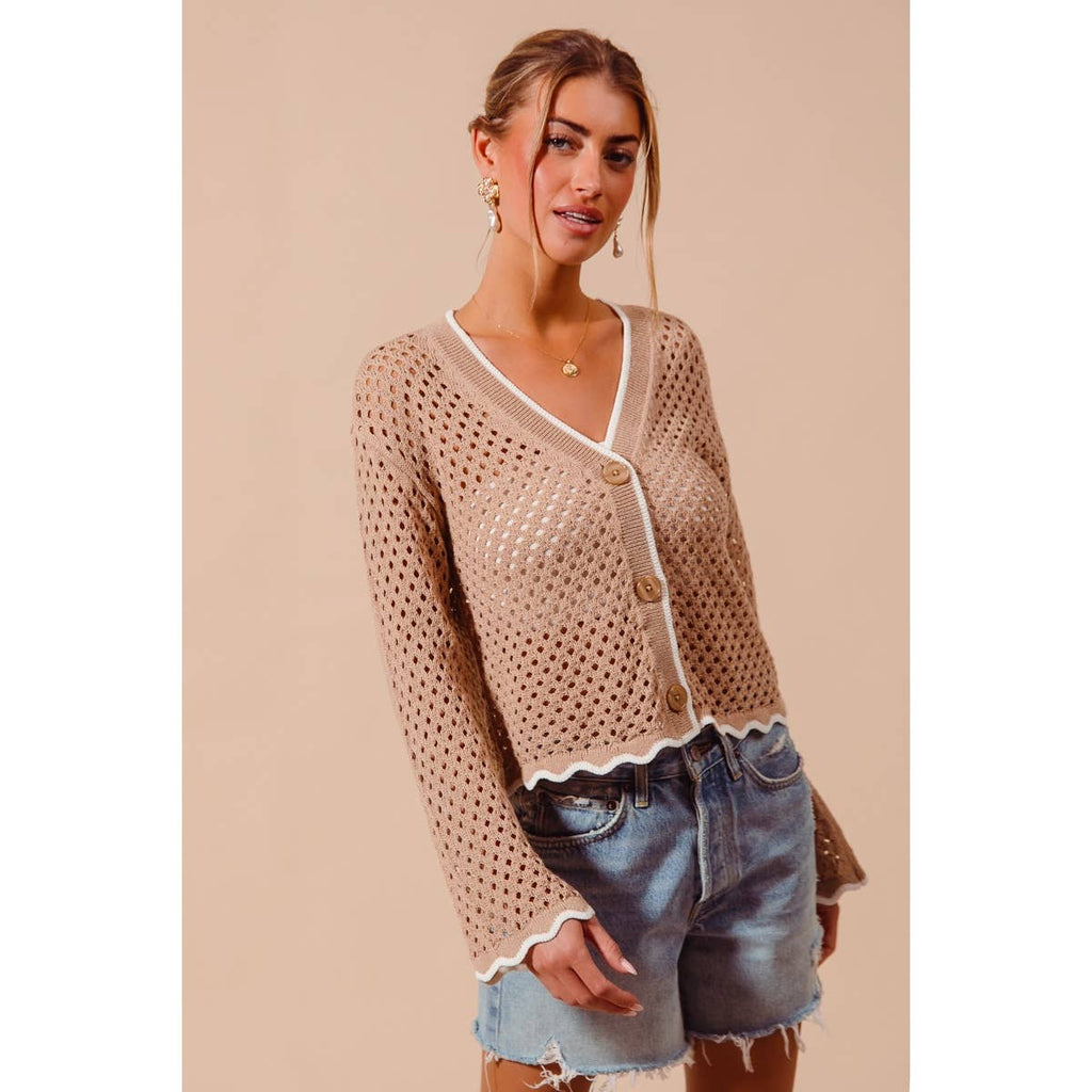 OPEN KNIT LIGHT WEIGHT SWEATER CARDIGAN