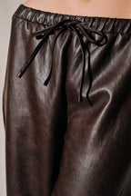 Le Lis Barrel Brown Pleather PAnts