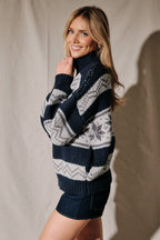 Fair Isle Full Zip Collared Sweater Jacket