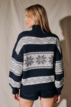 Fair Isle Full Zip Collared Sweater Jacket
