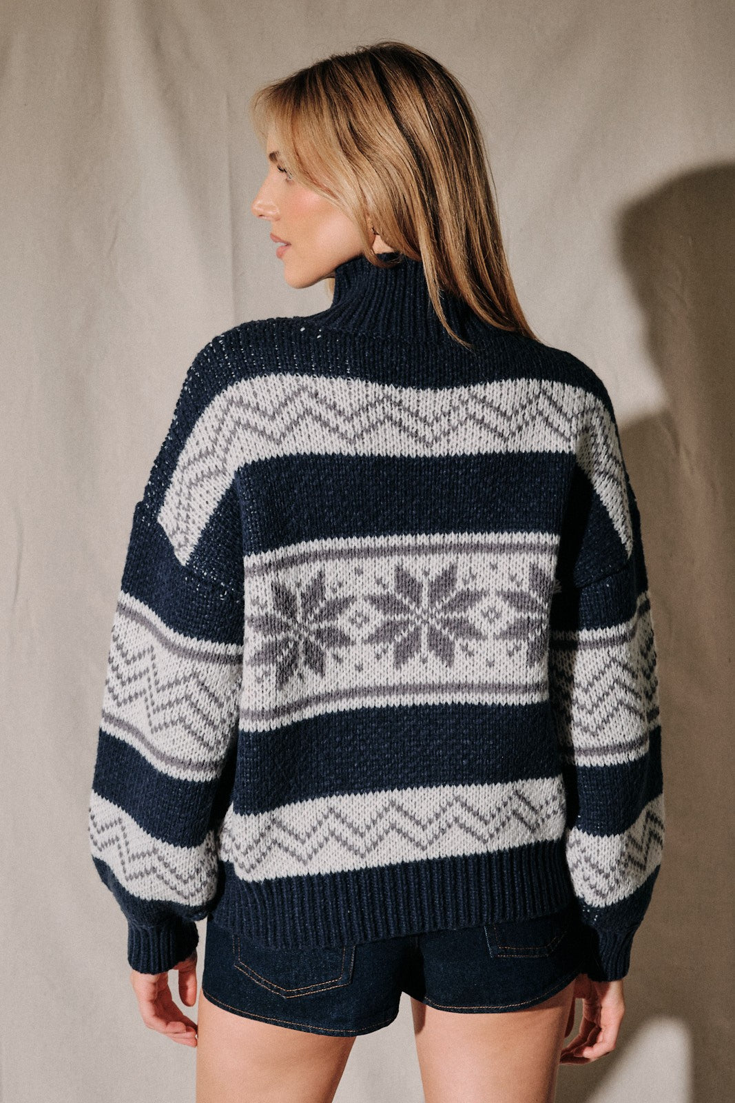 Fair Isle Full Zip Collared Sweater Jacket