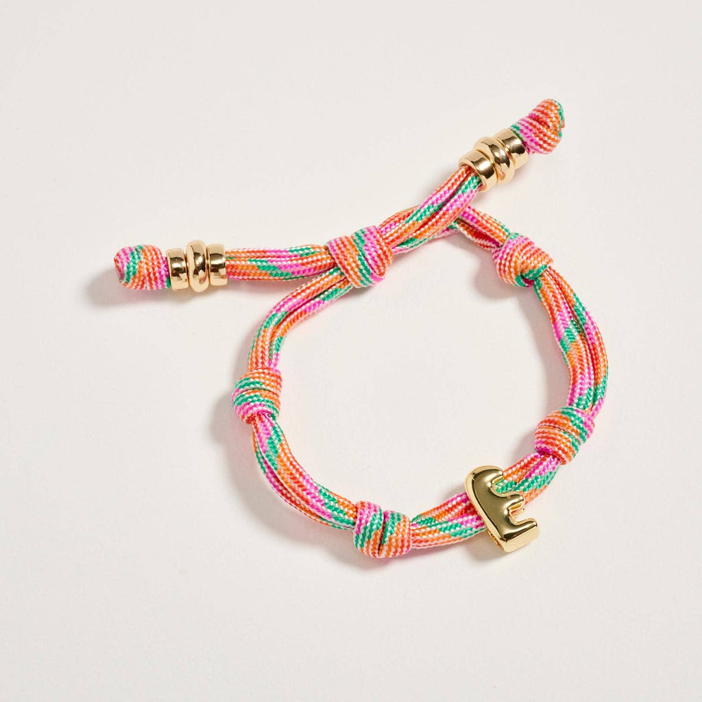 Premium Multicolor Rope Initial Bracelet with Gold Letter Charm | Adjustable Luxury Cord Monogram Bracelet