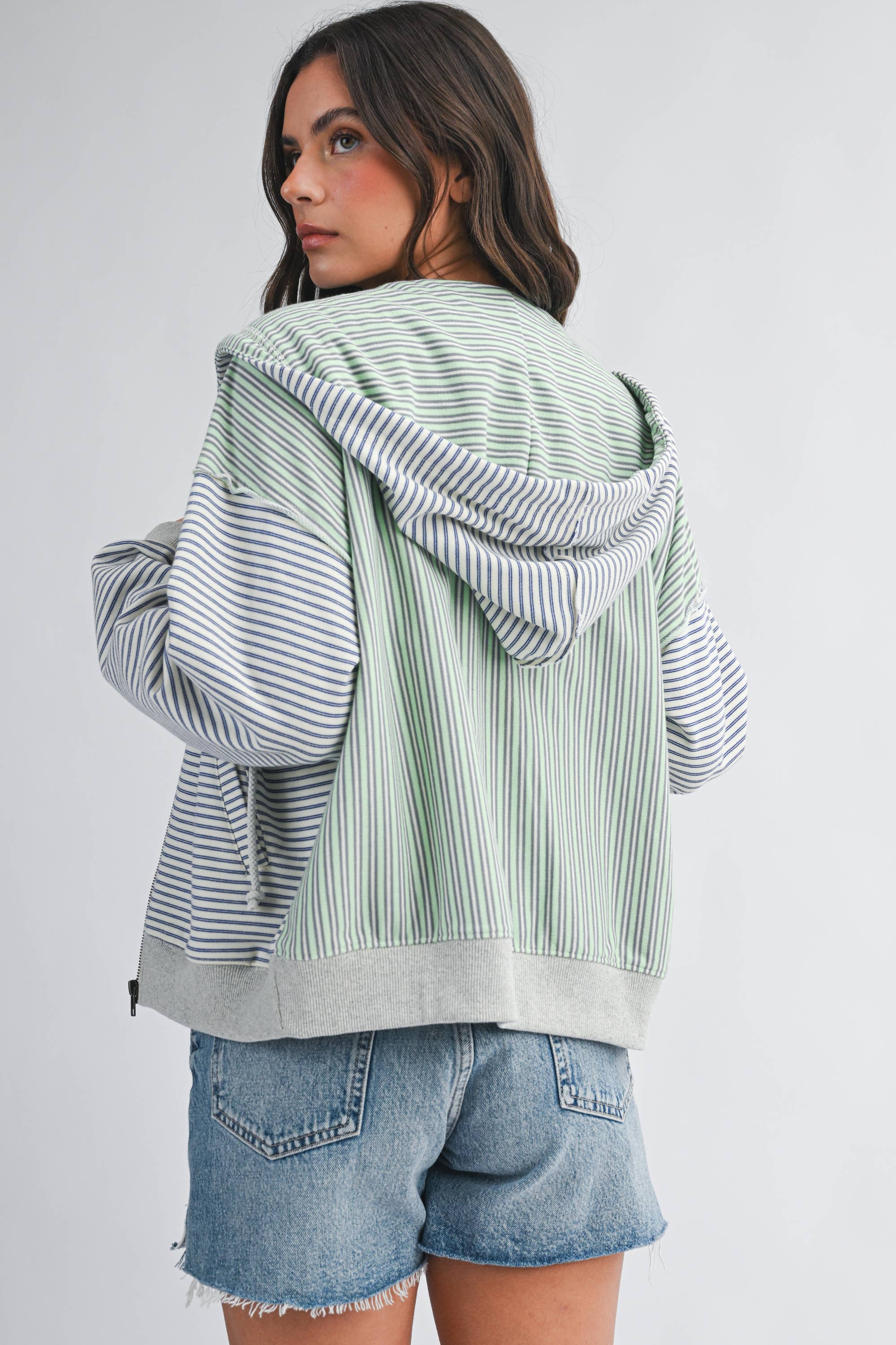 Lana Striped Zip Hoodie