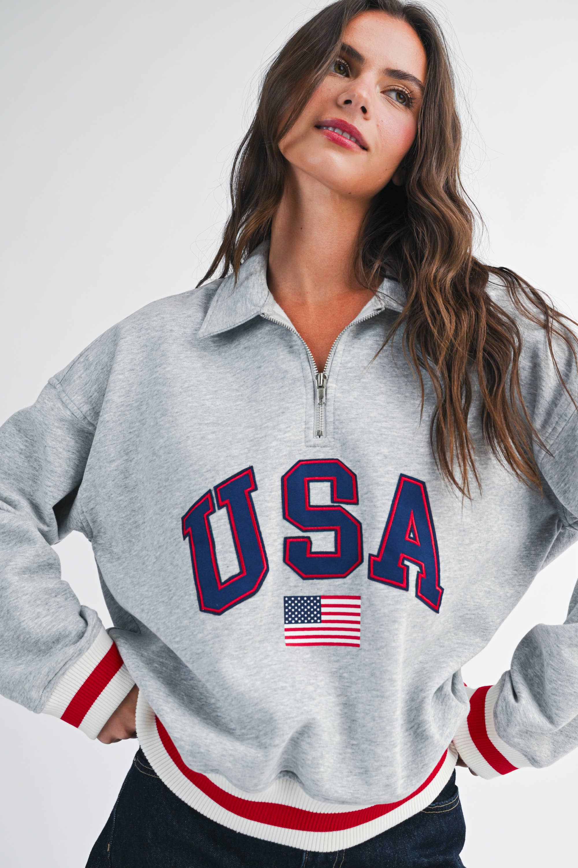 USA Graphic Half Zip Sweatshirt