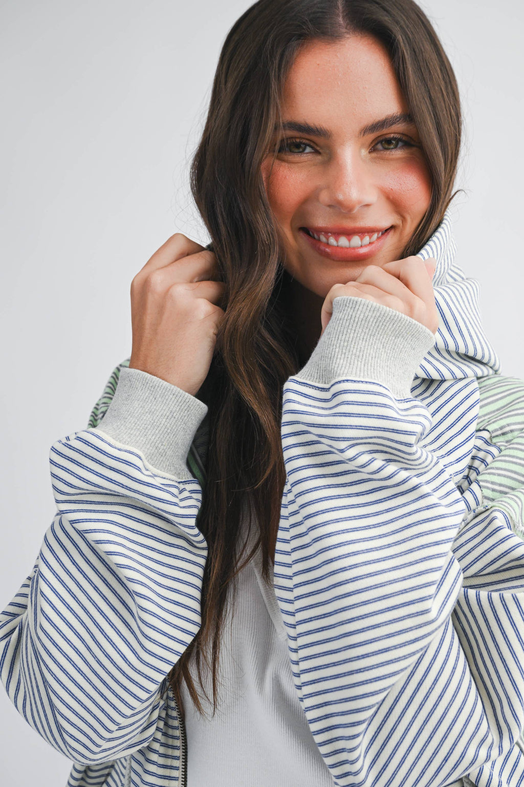 Lana Striped Zip Hoodie