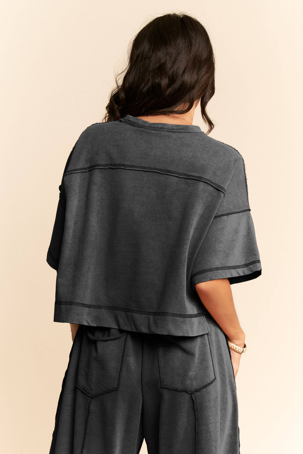 MINERAL WASHED EXPOSED BARREL PANTS SET