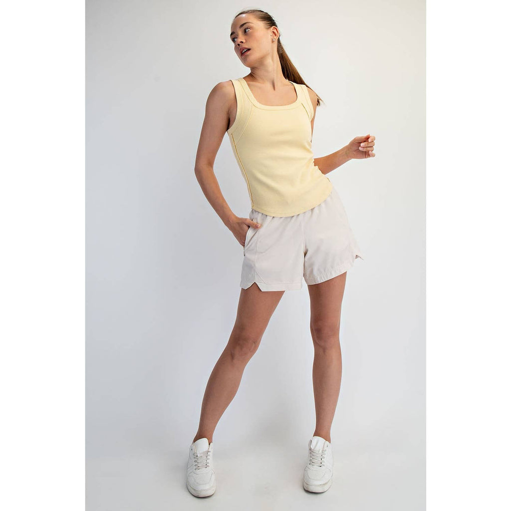 MINERAL WASHED COTTON RIB SLEEVELESS TANK