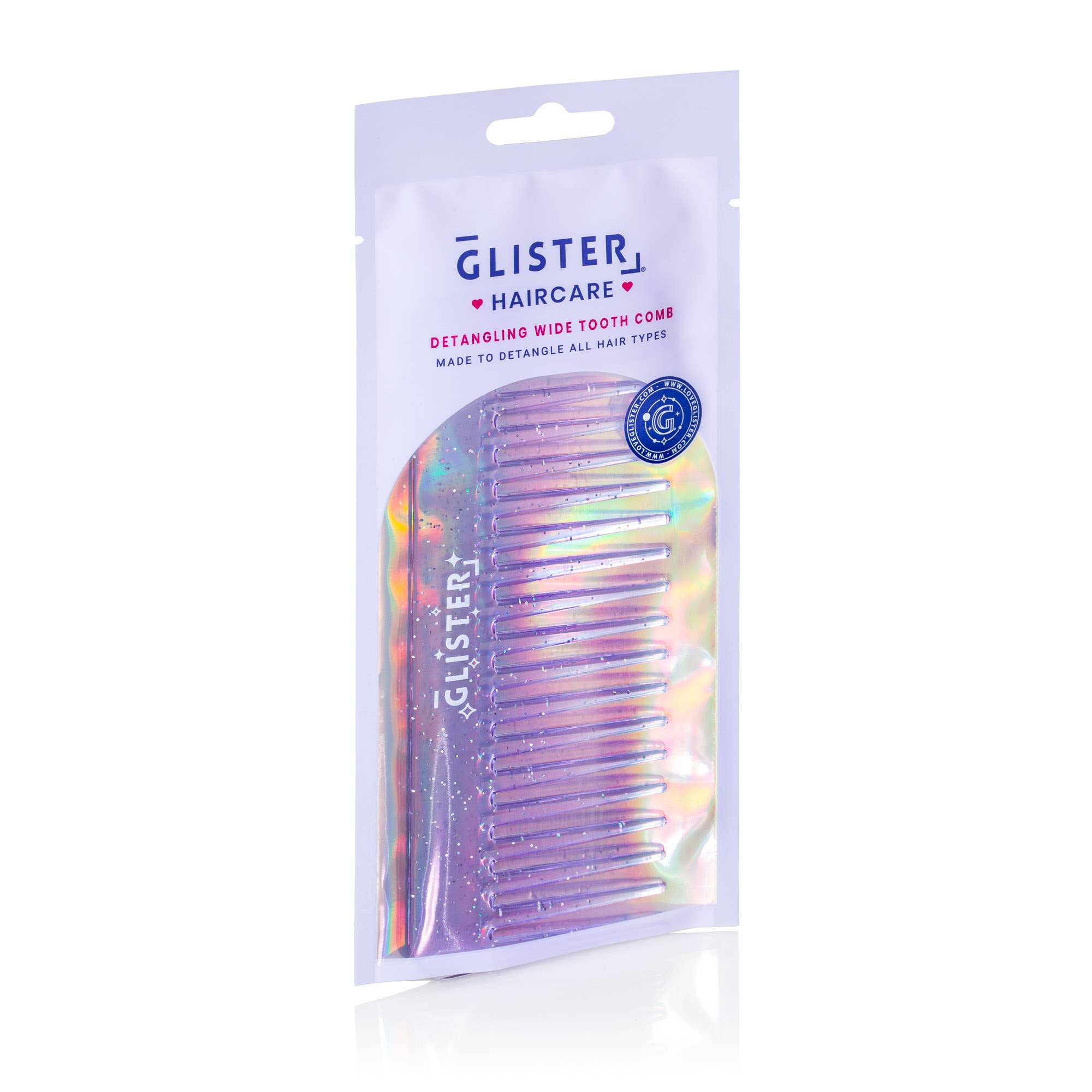 "Sparkle" Wide Tooth Detangling Comb | Glitter Finish