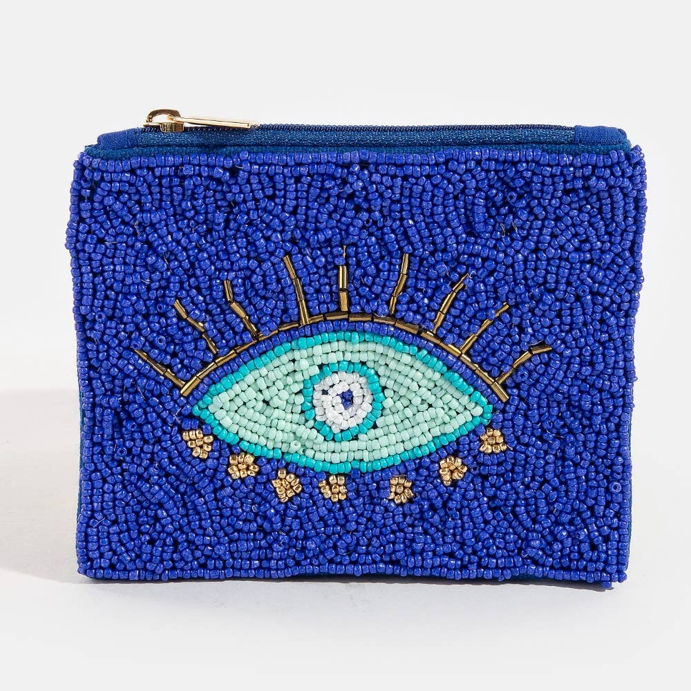Seed Beaded Evil Eye Coin Purse