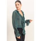 Ruffled V-Neck Blouse
