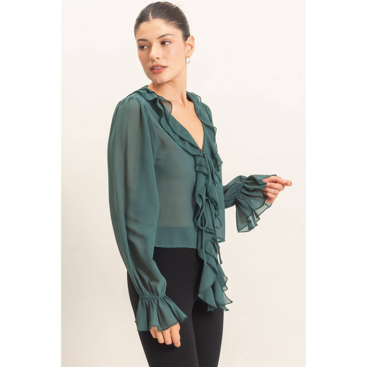 Ruffled V-Neck Blouse