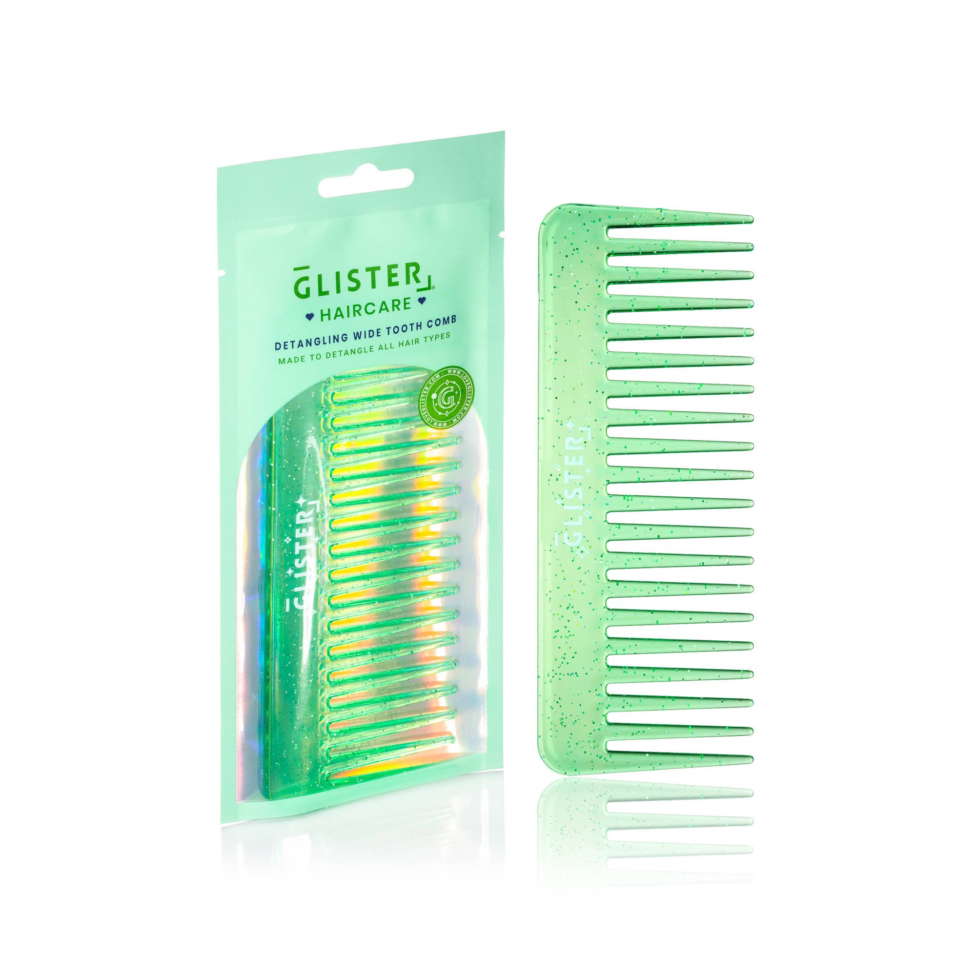 "Sparkle" Wide Tooth Detangling Comb | Glitter Finish