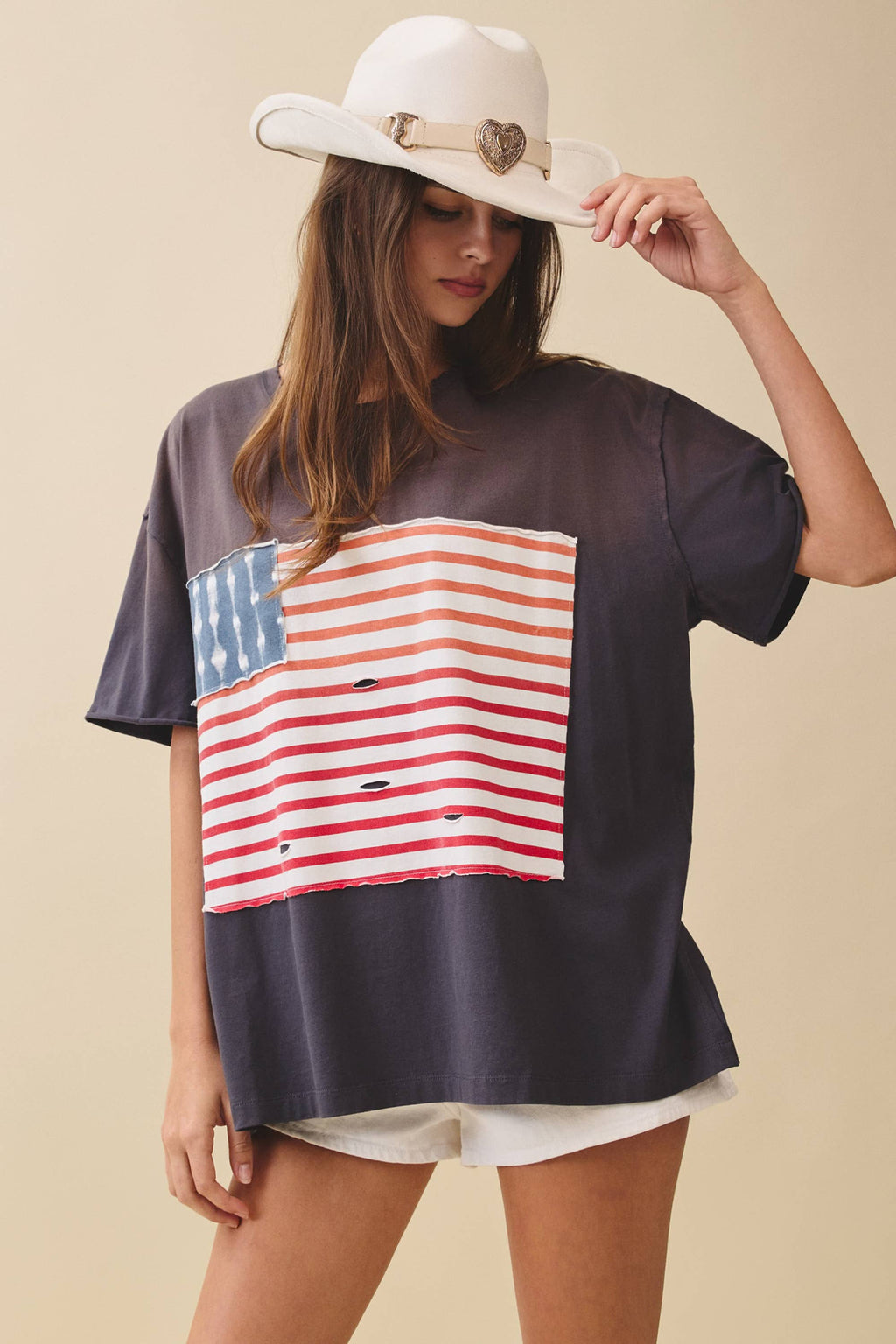 Distressed Flag Patch Tee