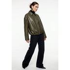 Vegan Leather Bomber Jacket