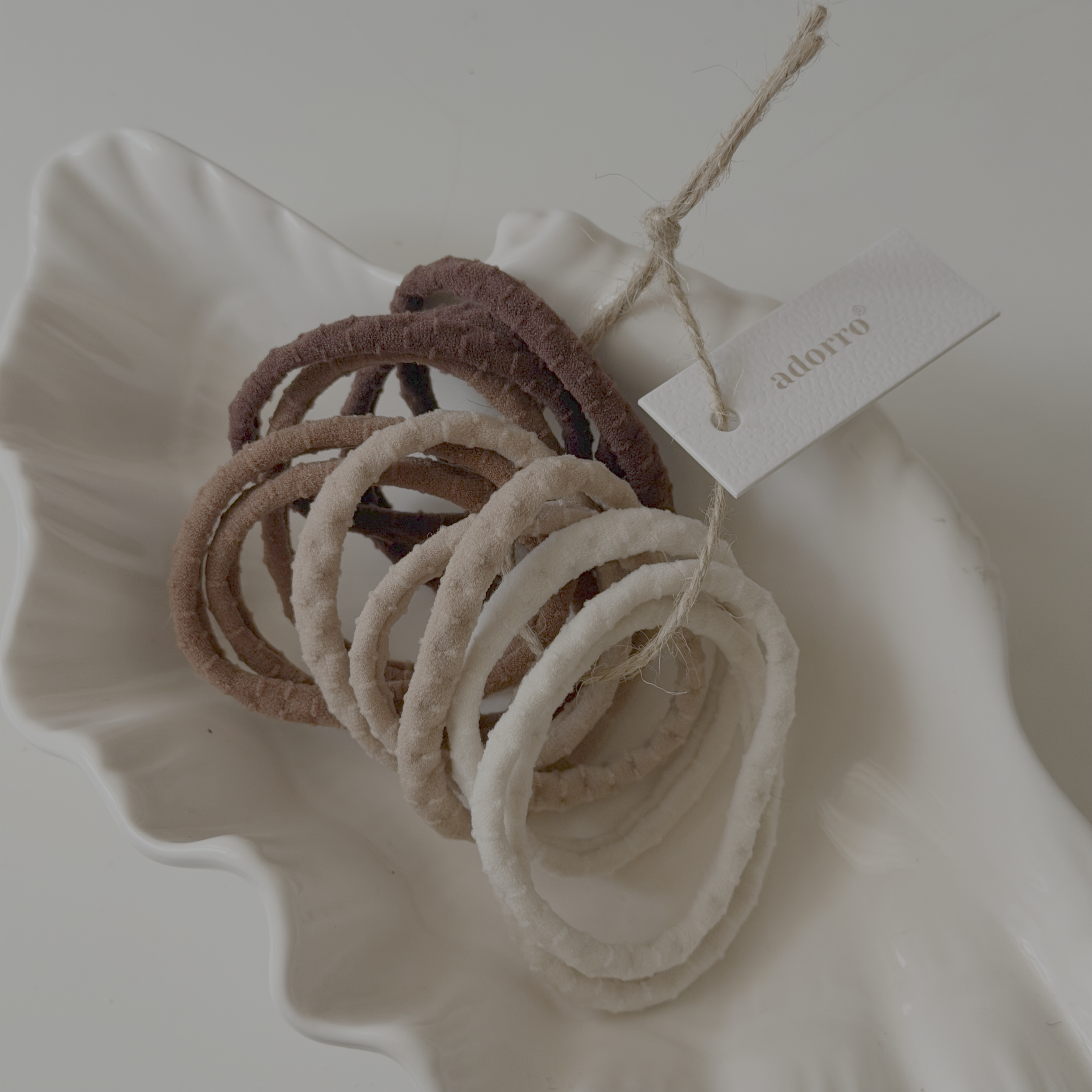 Textured Neutral Thin Seamless Hair Tie (Set of 12)