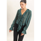 Ruffled V-Neck Blouse