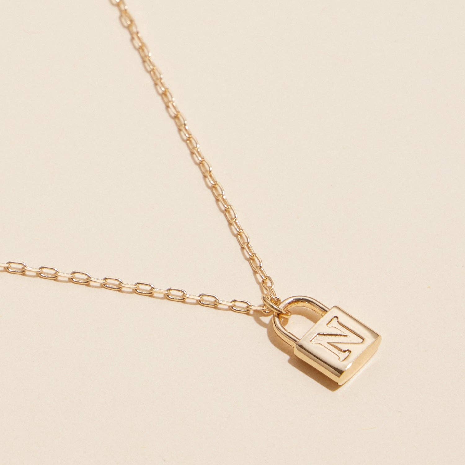 Chic Gold Initial Lock Pendant | Necklace