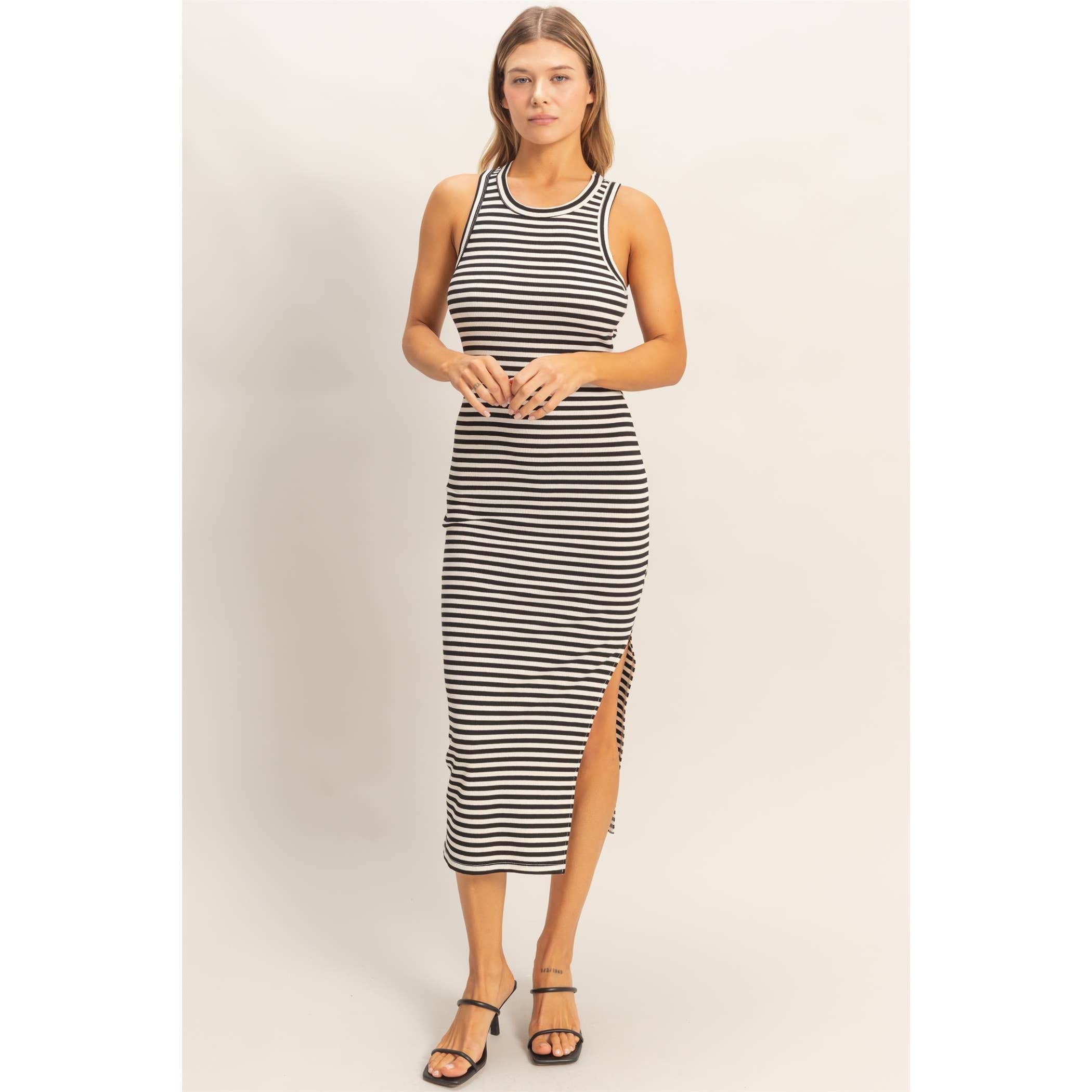 Striped Ribbed Tank Dress