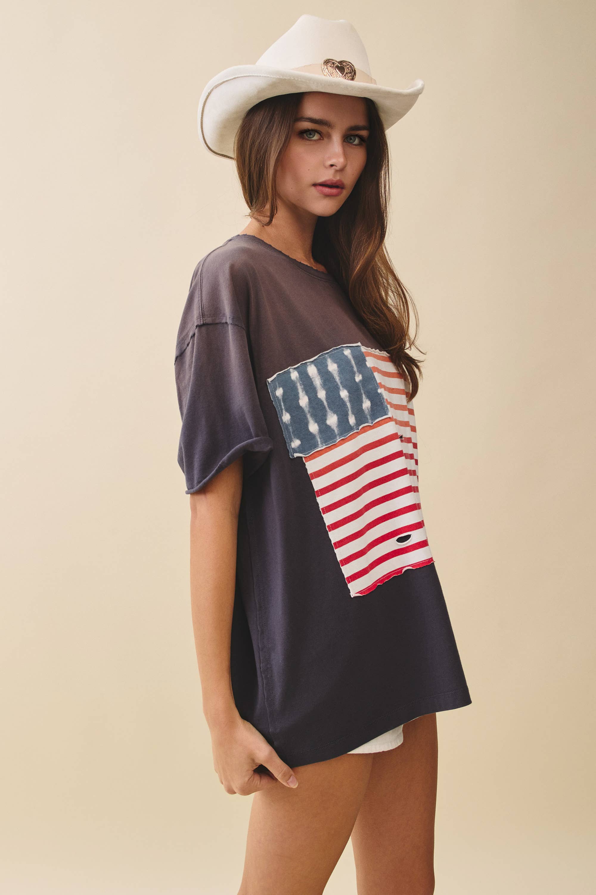 Distressed Flag Patch Tee