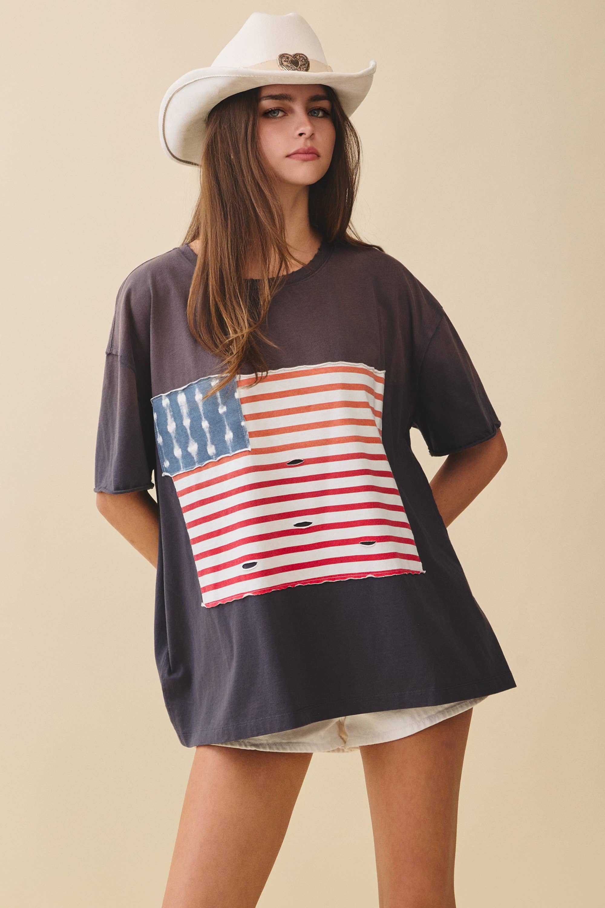 Distressed Flag Patch Tee