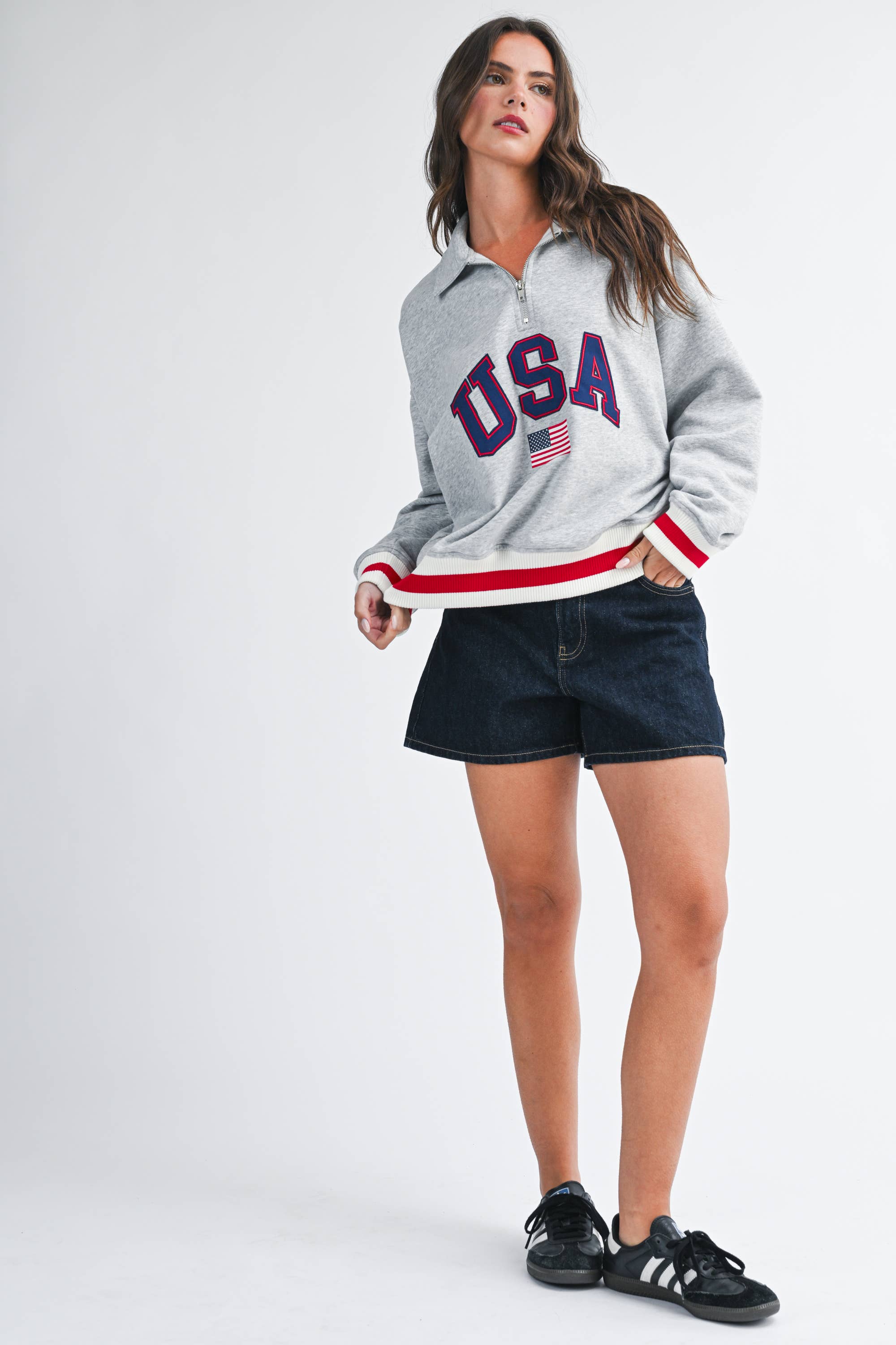 USA Graphic Half Zip Sweatshirt