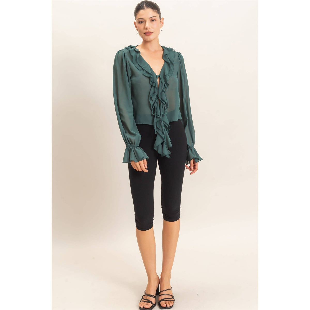 Ruffled V-Neck Blouse