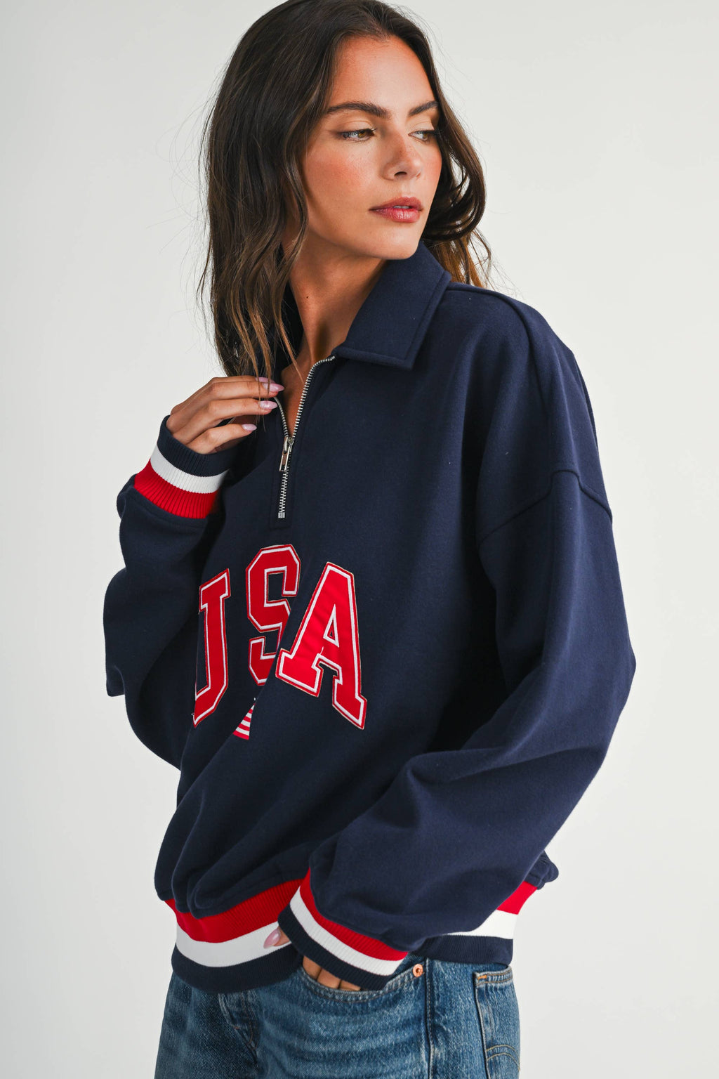 USA Graphic Half Zip Sweatshirt