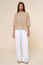 Stripe Knit Round Neck Top